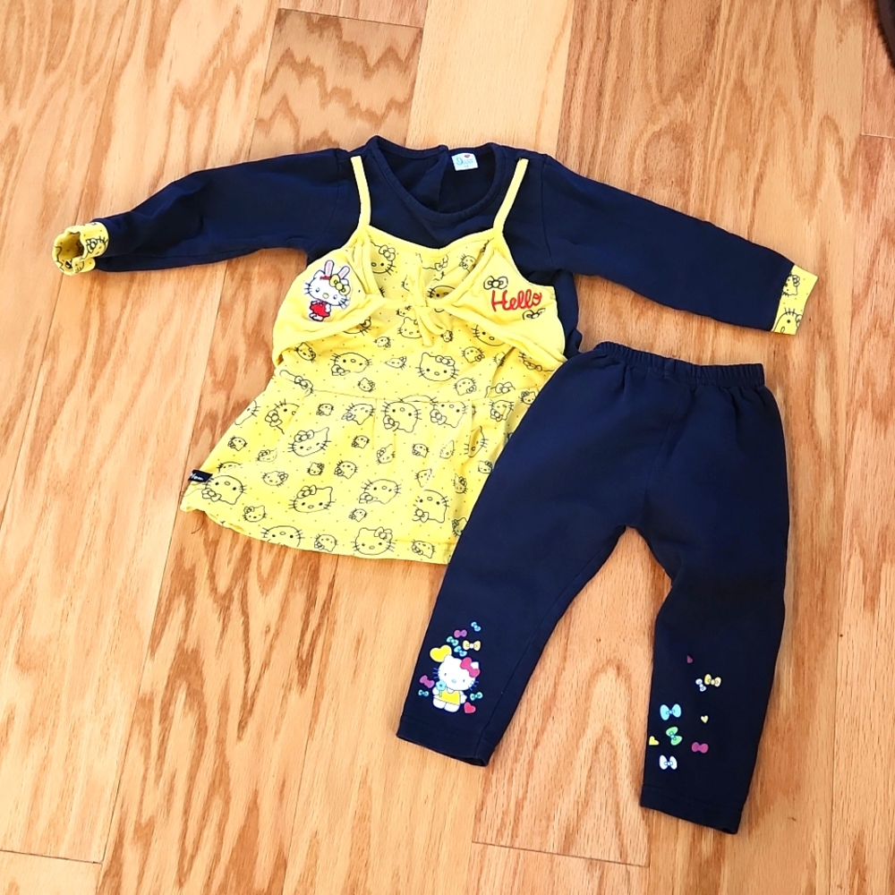 Matching set baby girl 12- 18 months Blue and Yellow